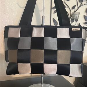 Black and Silver Checkered Shoulder Bag